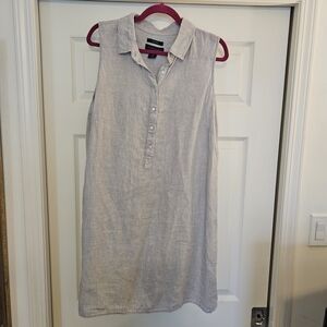 Tahari Linen Dress in Light Gray